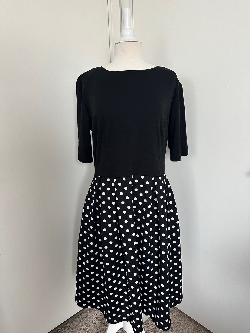 oxiuly Women's Vintage Patchwork Pockets Puffy Swing Casual Party Dress